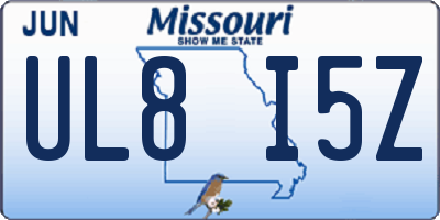 MO license plate UL8I5Z