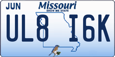 MO license plate UL8I6K