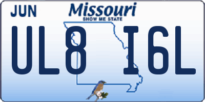 MO license plate UL8I6L