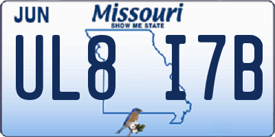 MO license plate UL8I7B