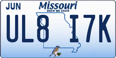 MO license plate UL8I7K