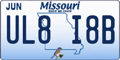 MO license plate UL8I8B
