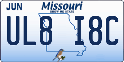 MO license plate UL8I8C