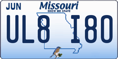 MO license plate UL8I8O