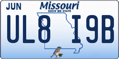 MO license plate UL8I9B