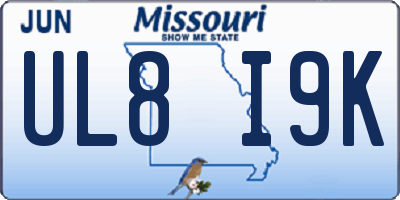 MO license plate UL8I9K