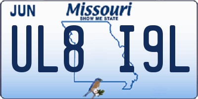 MO license plate UL8I9L