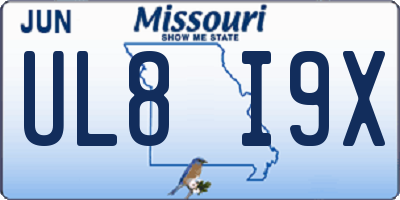 MO license plate UL8I9X