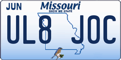 MO license plate UL8J0C