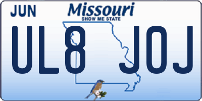 MO license plate UL8J0J