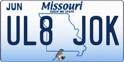 MO license plate UL8J0K
