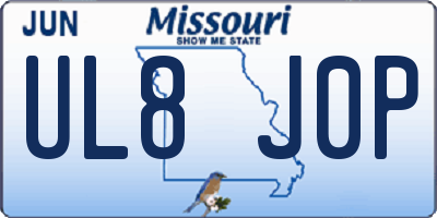MO license plate UL8J0P