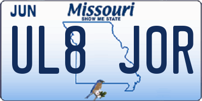 MO license plate UL8J0R