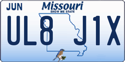 MO license plate UL8J1X