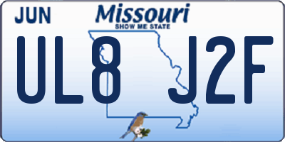 MO license plate UL8J2F