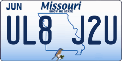 MO license plate UL8J2U