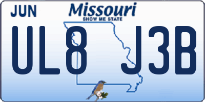 MO license plate UL8J3B