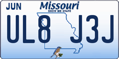 MO license plate UL8J3J
