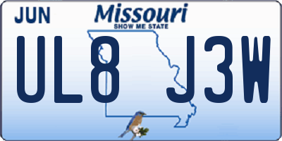 MO license plate UL8J3W