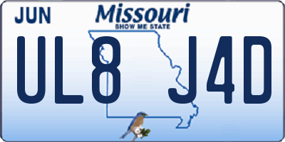 MO license plate UL8J4D