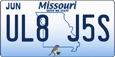 MO license plate UL8J5S