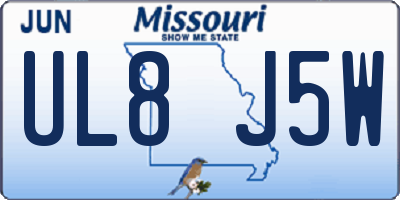 MO license plate UL8J5W