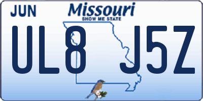 MO license plate UL8J5Z