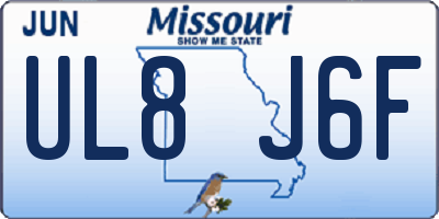 MO license plate UL8J6F