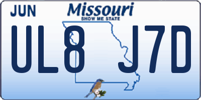 MO license plate UL8J7D