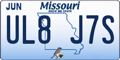 MO license plate UL8J7S