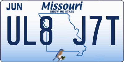 MO license plate UL8J7T