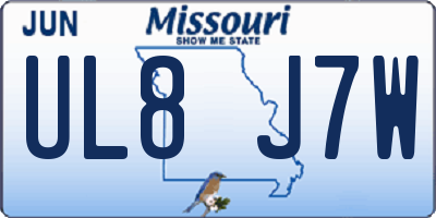MO license plate UL8J7W