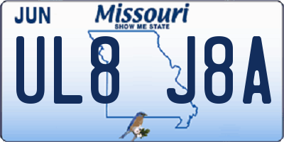 MO license plate UL8J8A