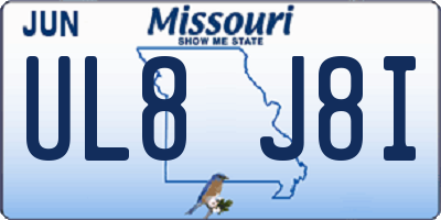 MO license plate UL8J8I