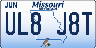 MO license plate UL8J8T