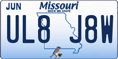 MO license plate UL8J8W