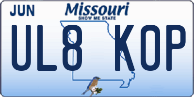 MO license plate UL8K0P