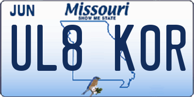 MO license plate UL8K0R