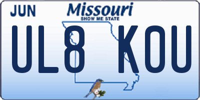 MO license plate UL8K0U