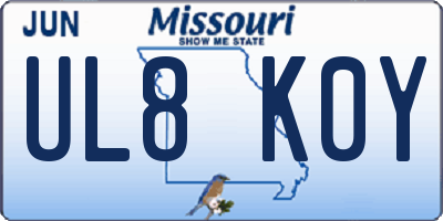 MO license plate UL8K0Y