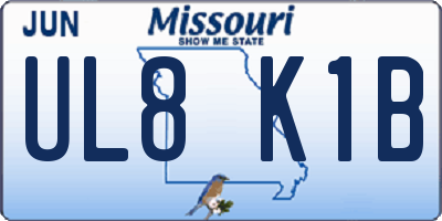 MO license plate UL8K1B