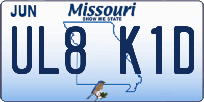 MO license plate UL8K1D