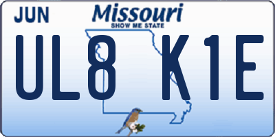 MO license plate UL8K1E