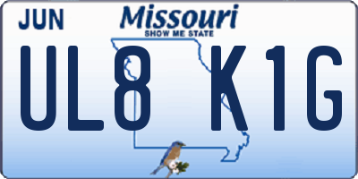 MO license plate UL8K1G