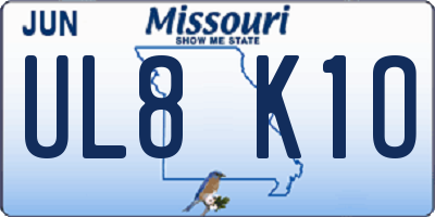 MO license plate UL8K1O