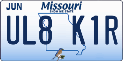 MO license plate UL8K1R