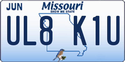 MO license plate UL8K1U