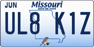 MO license plate UL8K1Z