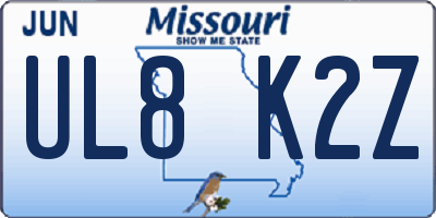 MO license plate UL8K2Z