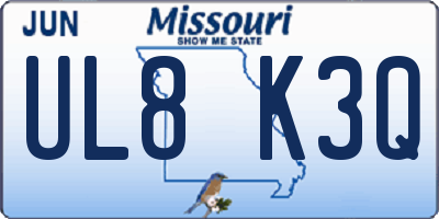 MO license plate UL8K3Q